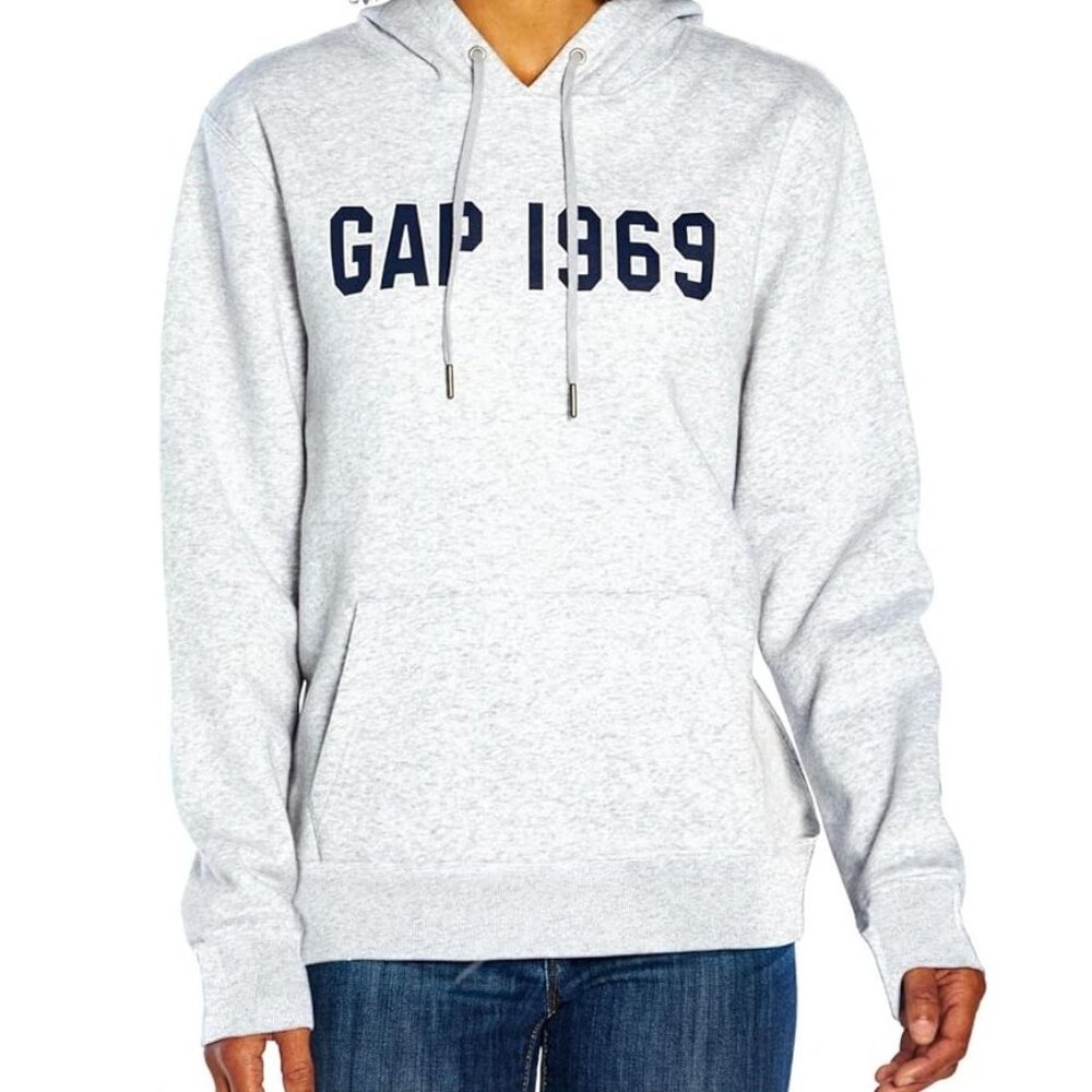 GAP 1969 GRAY LIGHTWEIGHT FLEECE HOODIE - XL - Picture 2 of 8